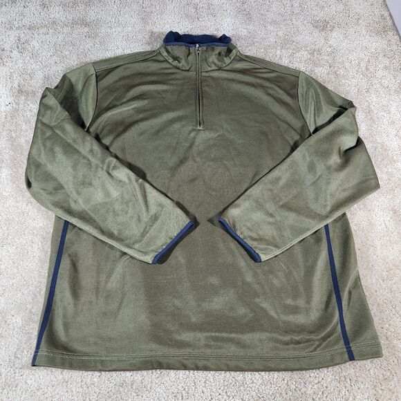 IZOD Golf Men's Mock Neck 1/4 Zip L Green Pull Over Activewear Top #188 - Picture 1 of 7